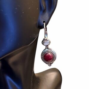 Lia Sophia Silver and Red Earrings